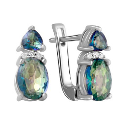 Серебряные серьги с мистик топазом 2.437ct