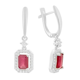 Silver ring with ruby and cubic zirconia