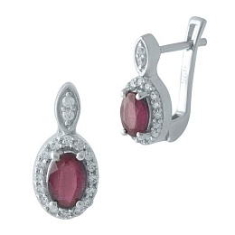 Silver earrings with a 1.713-carat ruby