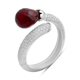 Серебряное кольцо с гранатом nano 4.101ct, фианитами