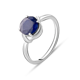 Silver ring with a sapphire
