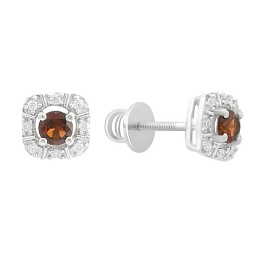 Silver earrings with a 0.949-carat garnet and cubic zirconia