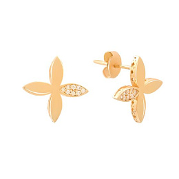 Gold earrings with 0.16ct fianites