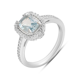 Срібні сережки з топазом 4.307ct, фіанітами