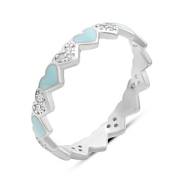 Silver ring with phianites, semallu