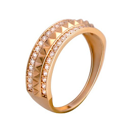 Золота каблучка з фіанітами 0.38ct