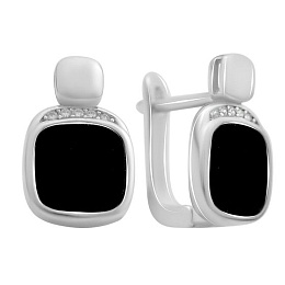 Silver earrings with onyx