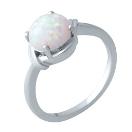 Silver ring with a 0.69-carat opal