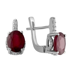 Silver Earrings with a Ruby
