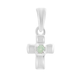 Серебряный крестик с изумрудом 0.041ct