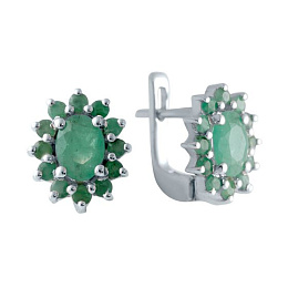 Срібні сережки зі смарагдом 2.608ct