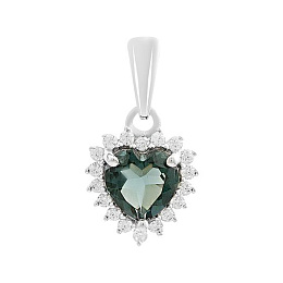 Серебряная подвеска с топазом Лондон Блю 0.948ct, фианитами