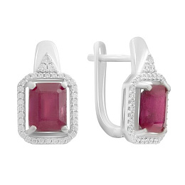 Silver earrings with ruby