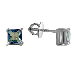 Silver earrings with a 0.954-carat mystic topaz