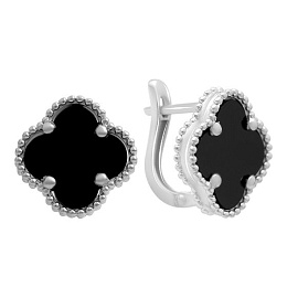 Silver earrings with onyx