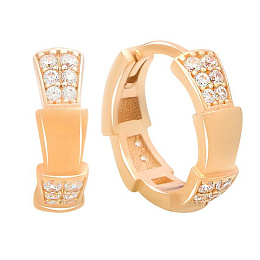 Золотые серьги с фианитами 0.18ct