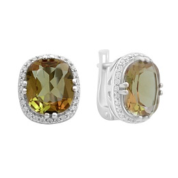 Серебряные серьги с султанитом 10.415ct