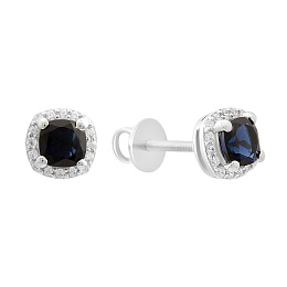 Silver earrings with nano sapphire 1.39ct