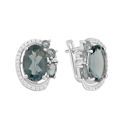 Серебряные серьги с топазом Лондон Блю 6.91ct