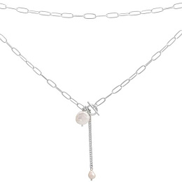 Silver necklace with baroque pearls