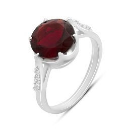 Silver ring with garnet nano 2.714ct, phianites