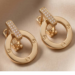 Gold Earrings with 0.28 ct Cubic Zirconia