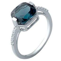 Silver ring with a London Blue topaz