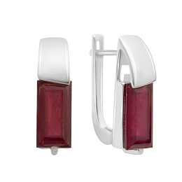 Срібні сережки з рубіном 3.844ct