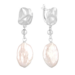 Silver earrings with baroque pearls