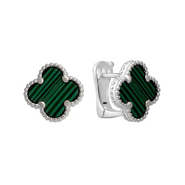Срібні сережки з малахітом