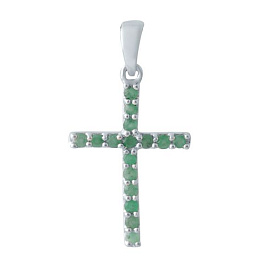 Серебряный крестик с изумрудом 0.72ct