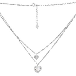 Silver necklace with mother-of-pearl, phianites