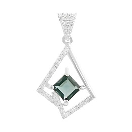 Серебряная подвеска с топазом Лондон Блю 1.339ct, фианитами