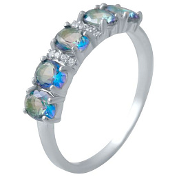 Silver ring with a 1.362-carat mystic topaz