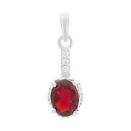 Silver pendant with garnet nano, phianites