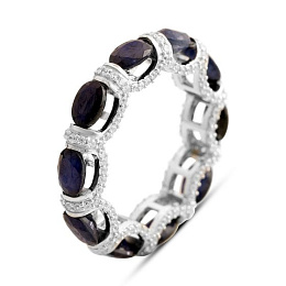 Silver ring with 7.976ct sapphire, cubic zirconia