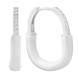 Срібні сережки з емаллю, фіанітами