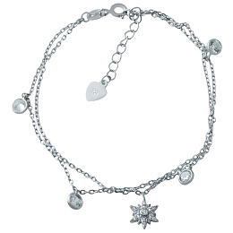 Silver bracelet with cubic zirconia