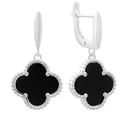 Срібні сережки з оніксом