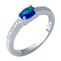 Серебряное кольцо с опалом 0.385ct, фианитами