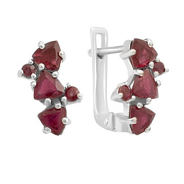 Silver Earrings with a 1.162-carat Ruby