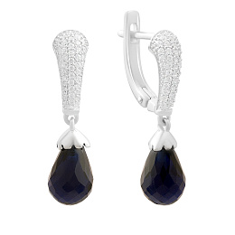Срібні сережки з сапфіром nano 6.84ct