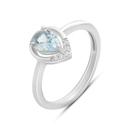 Серебряное кольцо с топазом 0.893ct, фианитами