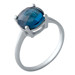 Silver ring with topaz London Blue