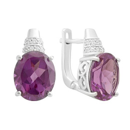 Серебряные серьги с александритом 11.793ct, фианитами
