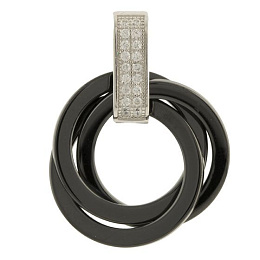 Silver pendant with ceramics, phianites