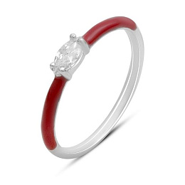 Серебряное кольцо с фианитами, емаллю