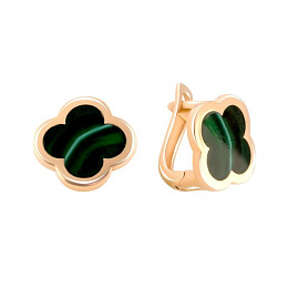 Золотые серьги с малахитом