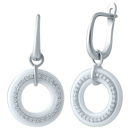 Silver earrings with ceramics, fianites