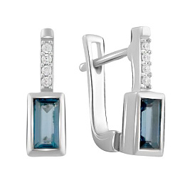 Silver earrings with topaz London Blue 0.82ct